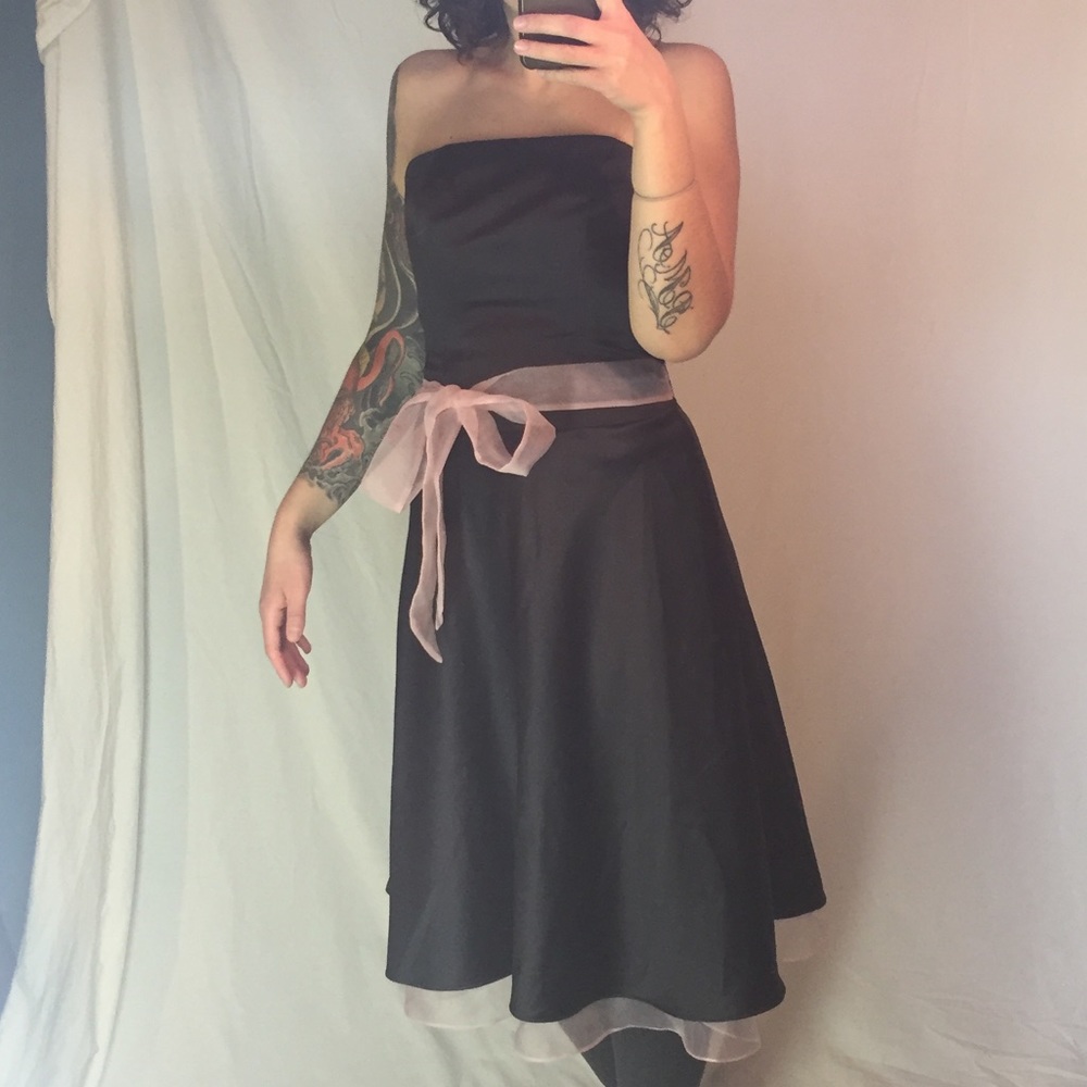 ALFRED ANGELO Black Satin Dress